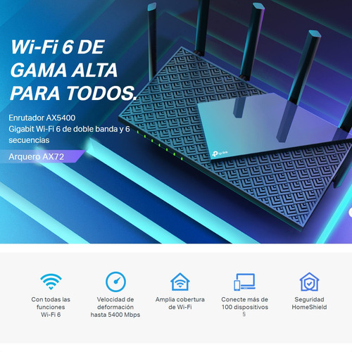 Imagen 3 de 10 de Router Gigabit Wifi 6 Dual Band Ax5400, Tp-link Archer Ax72