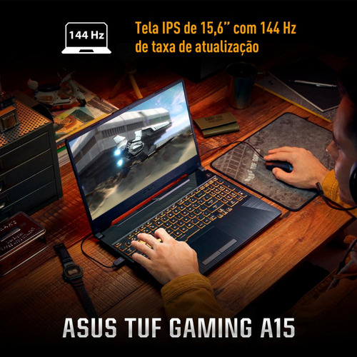 Notebook Gamer Asus Tuf Gaming A15, Ryzen 7, Rtx 2050, 8gb R Preto