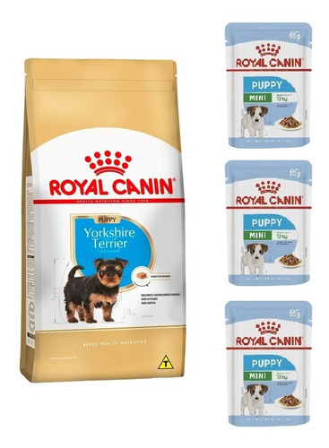 Kit Yorkshire Puppy 2,5kg E 3 Sachês Mini 85g Royal Canin