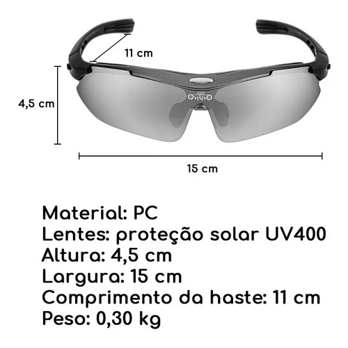 Óculos Ciclismo Bike Corrida 5 Lentes Em 1 + Suporte P/ Grau