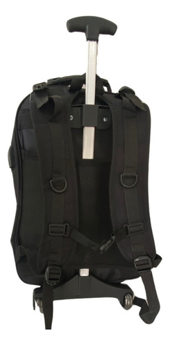 Bolsa Masculina Grande Mochila Para Notebook Rodinhas Viagem Cor Preto Desenho Do Tecido Liso