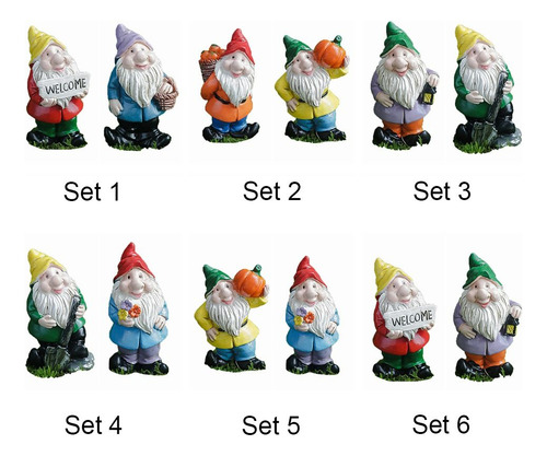 2 Minifiguras De Gnomos Multicolores