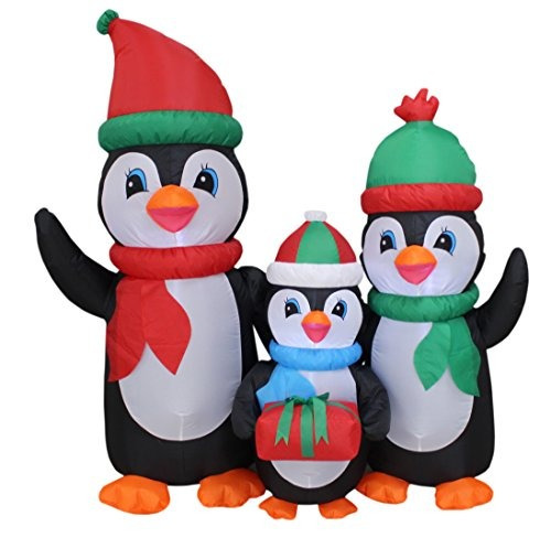 5 Pie De Alto Navidad Iluminado Inflable Familia Pingüinos C