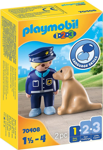 Playmobil Oficial De Policía Con Perro Colección 123 70408