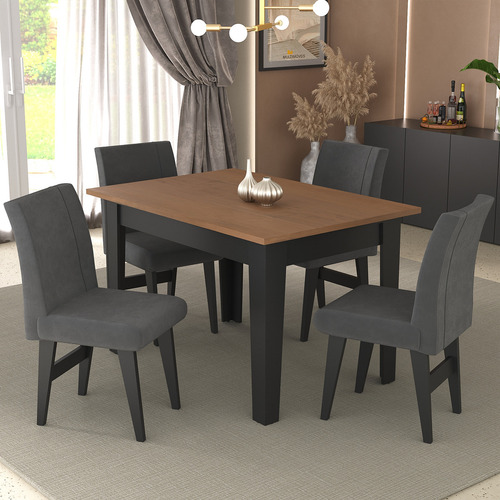 Mesa Jantar C/ 4 Cadeiras Tokio Multimóveis Ex1004 Pt/md/gf