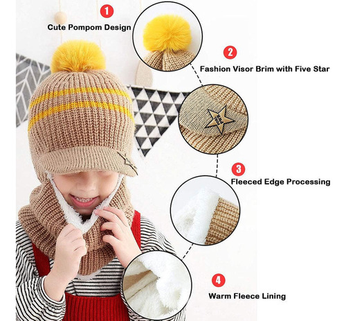 Gorro Cálido De Invierno For Bebés, Bufanda, Orejeras, Cubr