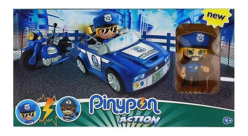 Pinypon Action Figura + Auto + Moto De Policia Caff Educando