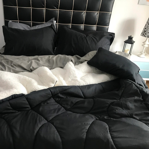 Plumon Doble Ovejero Negro Karytex