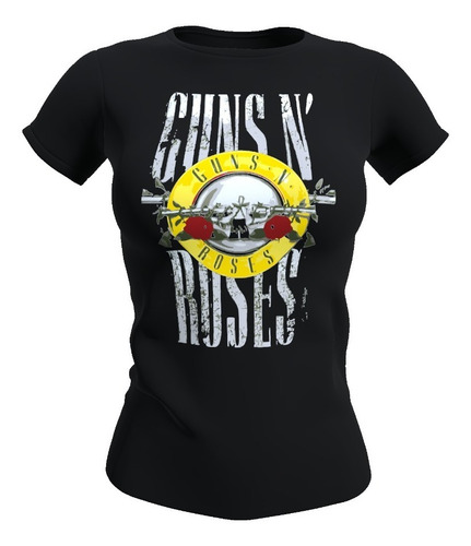 Diseño Guns And Roses, Polera Mujer Algodón 100%