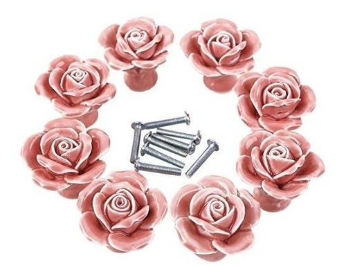 8 Tiradores De Ceramica / Porcelana Rosa Pink