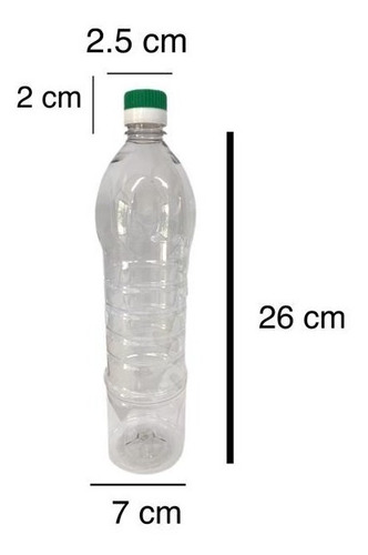 Imagen 2 de 10 de Envases Plasticos 900 Cc Pet Cristal Tapa Presion X 160 Un.