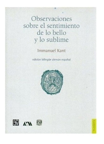 Observaciones Sobre Sentimiento - Immanuel Kant - Fce Libro