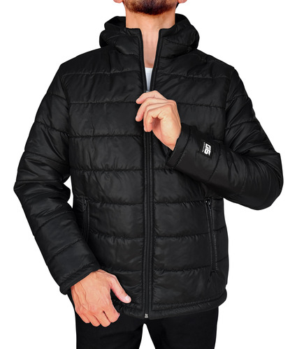 Campera De Abrigo Inflada Hombre Con Capucha Y Bolsillos G6