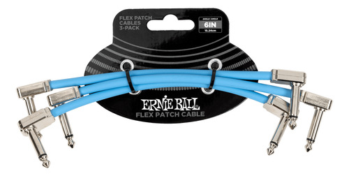 Ernie Ball Flex Patch Cable 15cm - Blue - 3 Pack