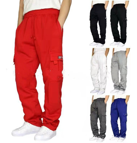 Pantalones Deportivos Y De Ocio Con Puños De Felpa, Múltiple