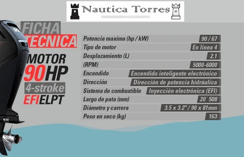 Mercury 90 Elpt 4s Efi - Motor Fuera De Borda 90hp 4 Tiempos