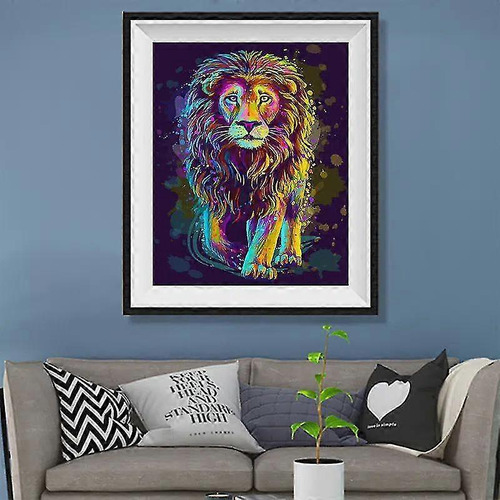 Pintura De Diamantes Hecha A Mano Con Un León Pintado Con Di