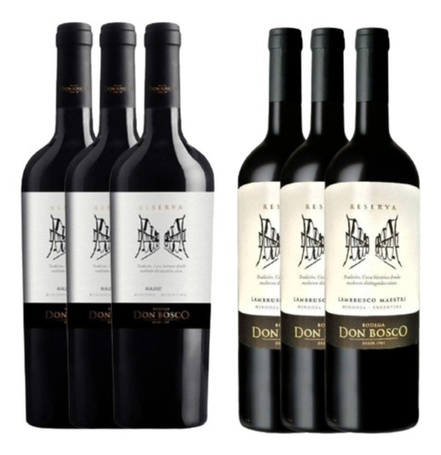 Combo 6 Vinos Don Bosco Reserva Malbec + Lambrusco Maestri