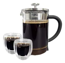 Comprar Set 3 Piezas Cafetera Francesa + 2 Vasos Termicos Hudson Bz3