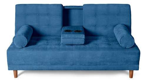 Sofá Cama Zambroni Makora Essentials De Velvet Con Portavaso Color Azul