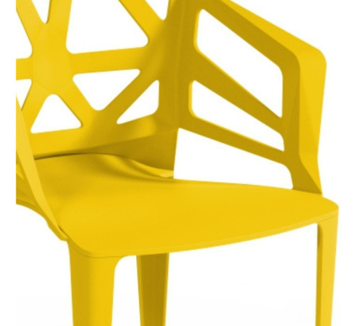 Kit 4 Poltrona Lounge Cadeira Compacta Com Braço P/ Sala De Jantar Alpendre Varanda Sacada Cor Amarelo Ps Móveis