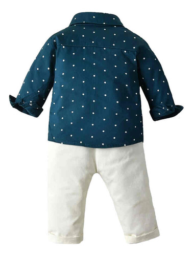 Conjunto Elegante Bebé Niño Traje Con Camisa Moño Y Pantalón