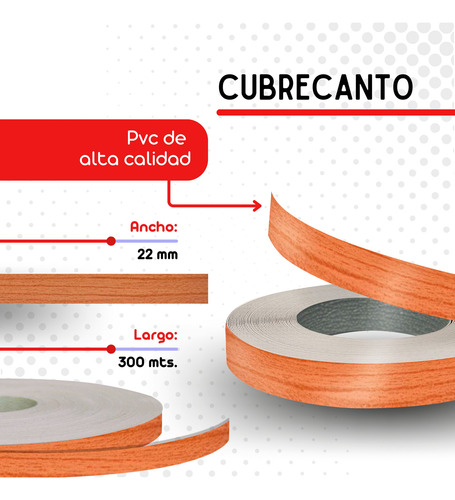 Cubre Canto Pvc 0.45 Cerezo Premium 22mm (300mtrs)