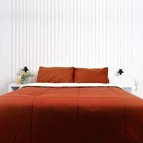 Edredon De Invierno Queen Reversible De Corderito Cobitex