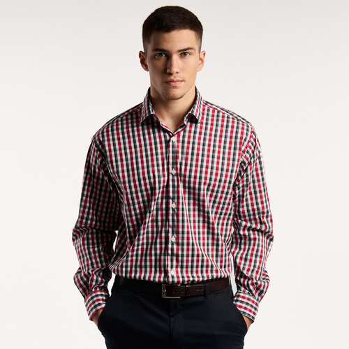 Camisa Hombre Kevingston Pond Escocesa Rojo-blanco-negro