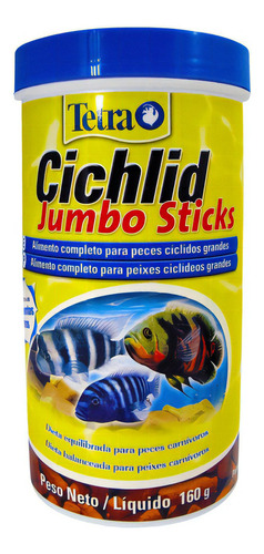 Ração Tetra Cichlid Jumbo Sticks 160g Oscar Aruana Jumbos