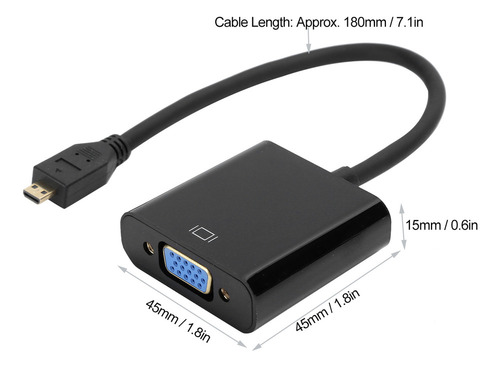 Adaptador De Convertidor De Video Micro Hdmi A Vga 1080p Par