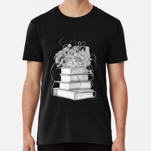 Remera  Illustration Of Some Books With Flower Arrangement A