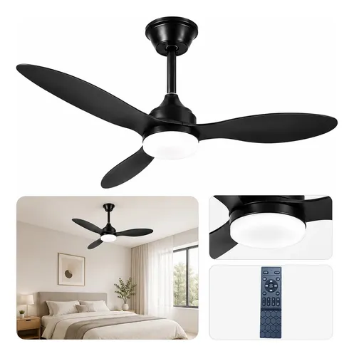 Lynkalat Ventilador Teto 42 Dc Silencioso Led Bivolt Ctrl 1.07 M 50/60hz Preto 127/220v Abs 3
