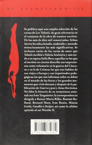 Correspondencia (lev Tolstoi), De Tolstói, Leon., Vol. 0. Editorial Acantilado, Tapa Blanda En Español, 1