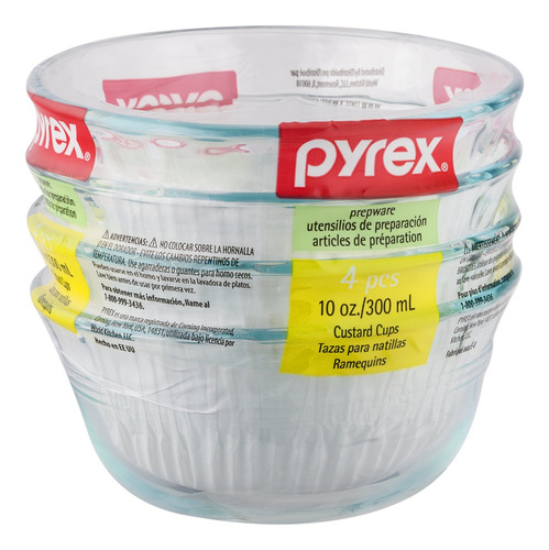 Pyrex Bakeware Juego 4 Taza Natilla (10 Onzas)