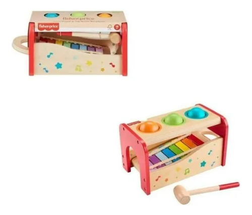 Fisher Price Xilofono En Banco De Madera Golpecitos Melodios