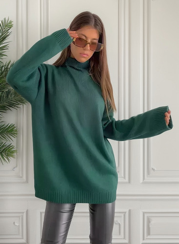 Sweater Polerón Largo Benka Reggina Mujer Tejido Amplio
