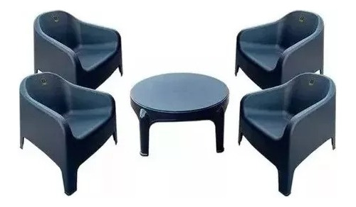 Combo 4 Sillon Skarpo 1 Mesita Skarpo Mascardi Negro