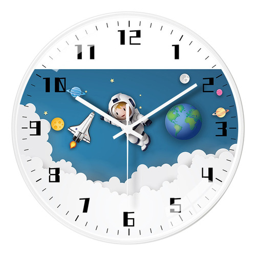 Reloj Digital De Pared Sala Modern Redond Silen 3d Astronaut