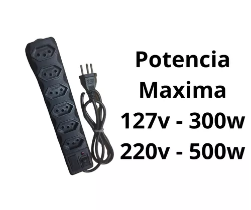 Multitoma de 6 tomas Eletro 6 Tomadas color negro largo del cable de 85cm  10A 110V/220V