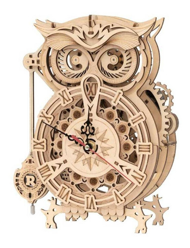 Reloj Buho Puzzle 3d De Madera Robotime - Owl Clock