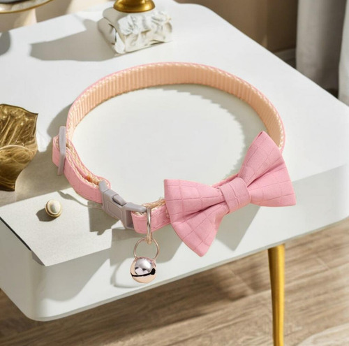Collar Con Moño Para Gato O Perro. Elegi Color. Color Rosa Mono Tamaño Del Collar Único