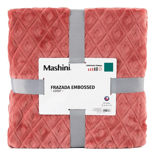 Frazada Frannel Termica 2 Plazas Rosado Embossed Mashini