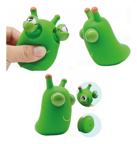 Pack 4 Squishy Caracol Ojos Saltones Antiestrés Verde Y Lila
