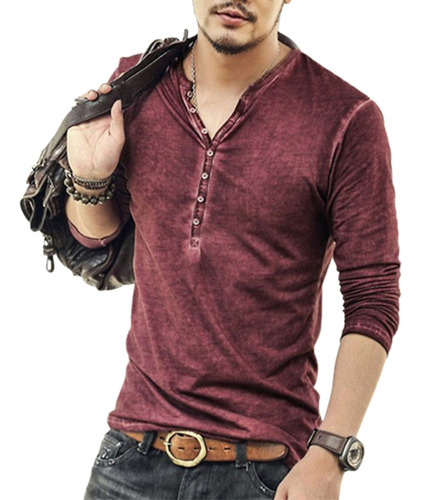 Playera Manga Larga Hombre Botones Playera Hombre