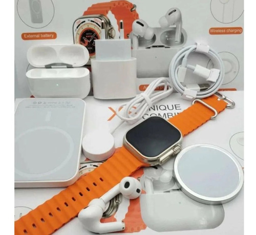 Reloj Smartwatch + Audífono + Cargadores Inalámbricos