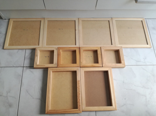 Lote De 10 Cuadros De Madera Natural Kiri Beige Beige