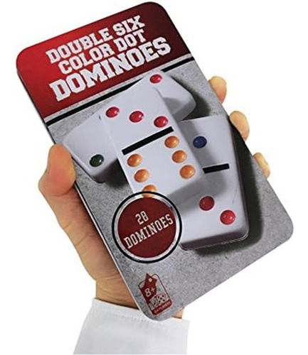 Domino Caja Metalica 28 Piezas Puntos Colores