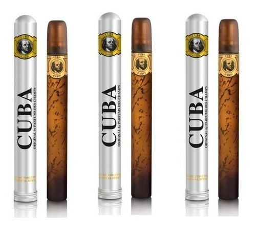 3 Perfumes Cuba Gold For Men 35 Ml - - Selo Adipec