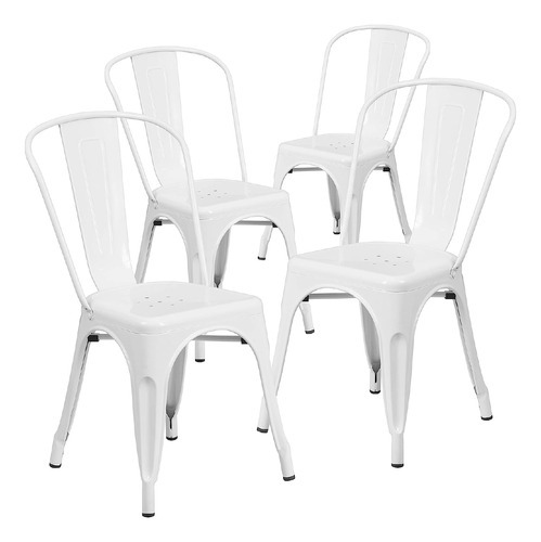 Set X4 Silla Metal Tolix Blanca Cantidad de sillas por set 4 Color de la estructura de la silla Blanco Color del asiento Blanco